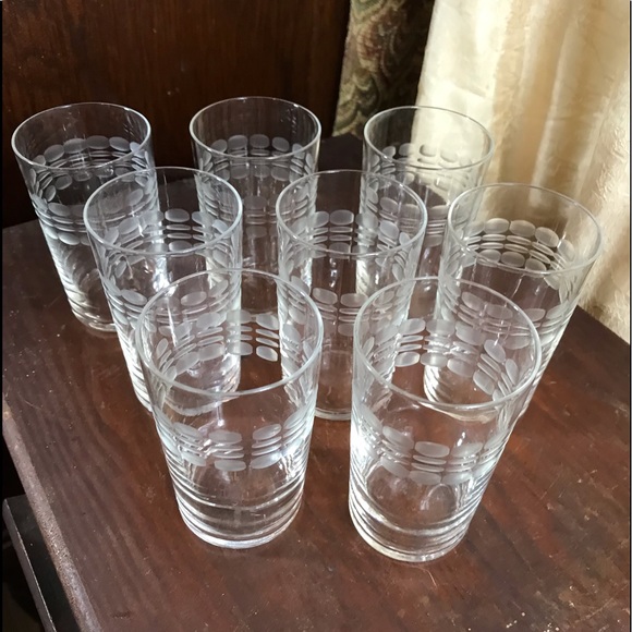 Kitchen Vintage Set Of 6 Etched Juice Glasses Poshmark